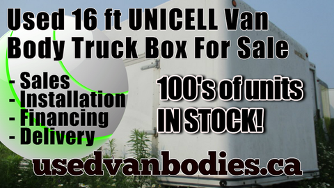 UNICELL, used 16 ft. UNICELL dry freight truck body van box, Toronto Ontario. 