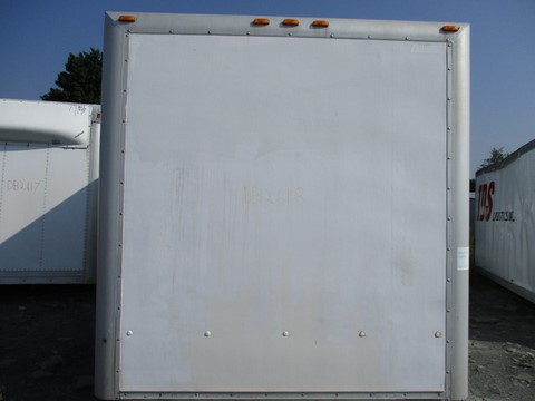 26 ft., dry freight, truck body, van box, with aluminum roof, 2 dome lights, crash plate, FRP box material, wood floor, 1 tie bar, 