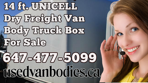 UNICELL 14 Ft. Fiberglass Dry Freight Truck Body Van Box For Sale Toronto Ontario.
